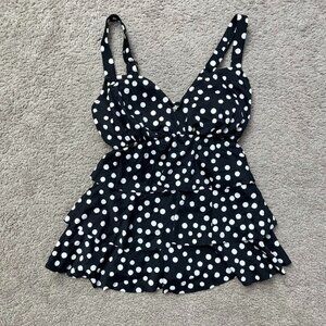 Polka Dot Ruffle Swim Top